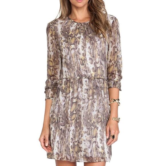 Jenni Kayne Long Sleeve Dress in Grey Multi Snake print Size S - Picture 2 of 14